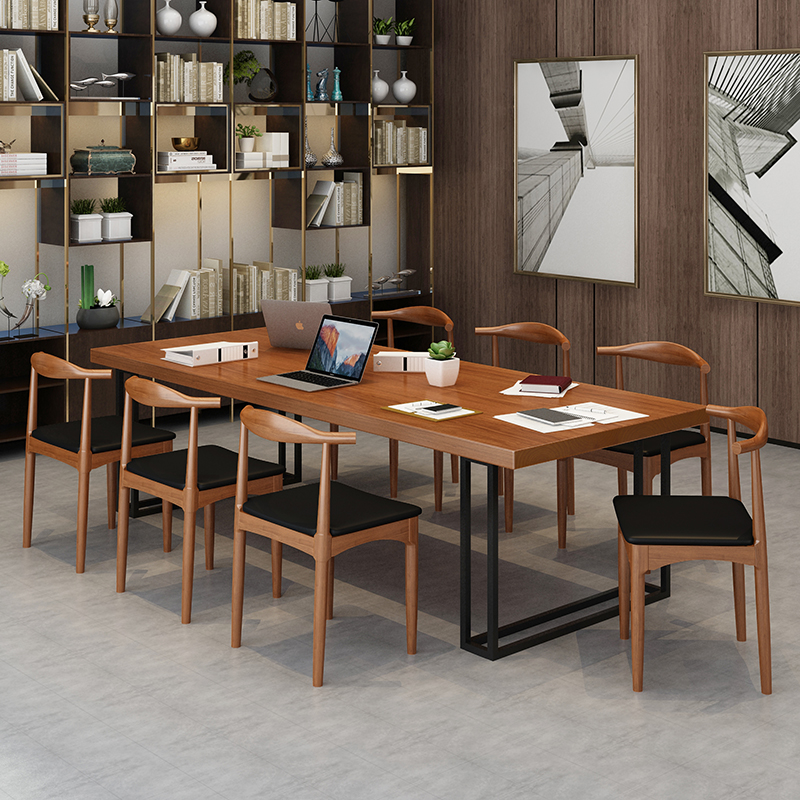 LOFT industrial style solid wood conference table long table office furniture simple modern conference room office desk and chair combination