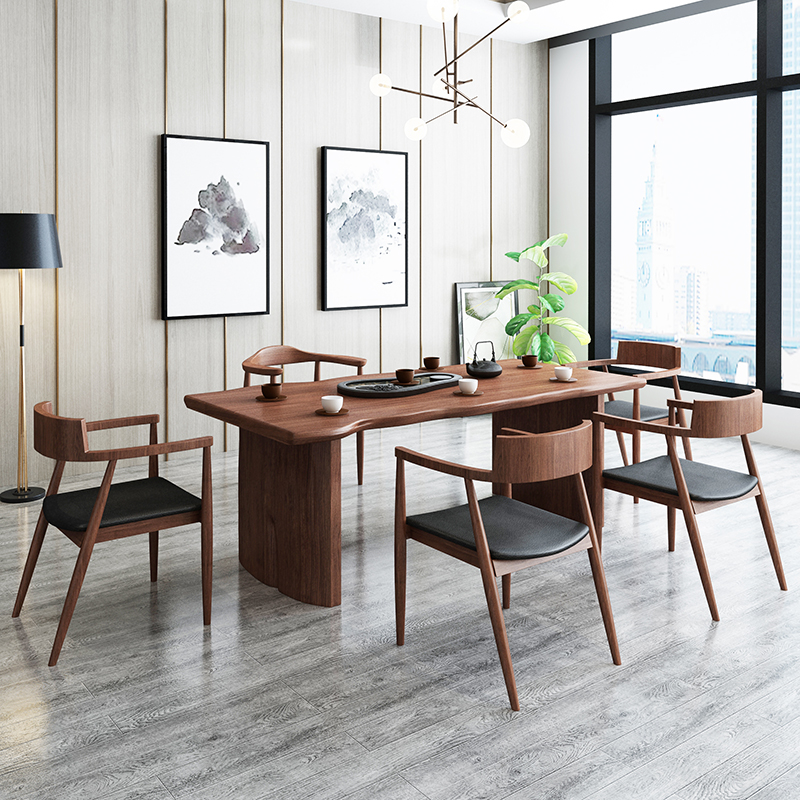 New Chinese style solid wood tea table and chair combination simple kung fu tea table coffee table office tea table negotiation long table tea art table