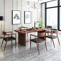 New Chinese solid wood tea table and chairs combination brief Gongfu tea table tea table office bubble tea table in negotiation for long table tea art table