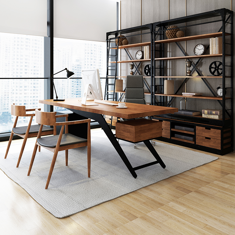 LOFT Nordic Solid Wood Desk Brief Modern Boss Table General Manager Desk Industrial Wind Creative Computer Desk