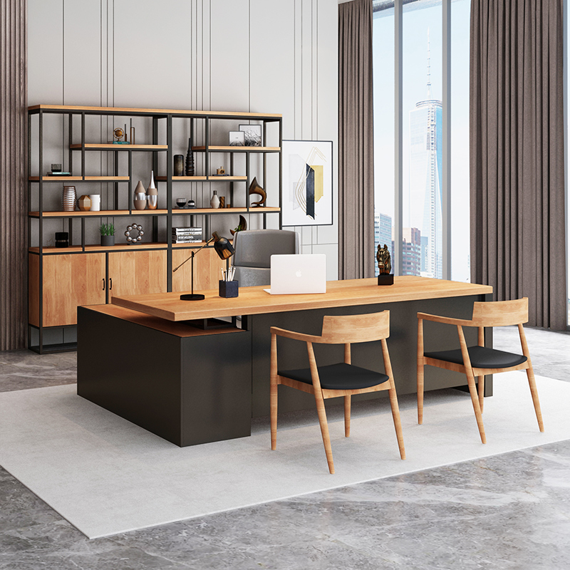 LOFT solid wood boss desk president desk simple modern office general manager desk industrial style computer desk