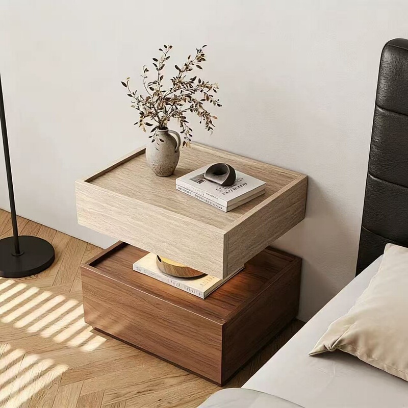 Floating Travertine Bedside Table, Solid Wood, Mid-Century Style, Retro Bedroom, Home Use, High-End, Light Luxury, Storage Bedside Cabinet Floating Travertine Bedside Table, Solid Wood, Mid-Century Style, Retro Bedroom, Home Use, High-End, Light Luxury, Storage Bedside Cabinet