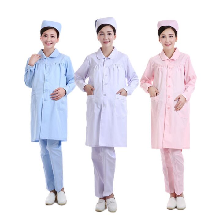 Maternity dress Nurse suit White coat Maternity dress Winter long sleeve short sleeve Pink blue and white summer beauty salon overalls