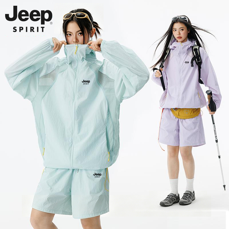 【3.0 Zero-Sense Light Suit Series】Jeep Ice Silk Sun Protection Jacket Unisex Quick-Drying Shorts Set