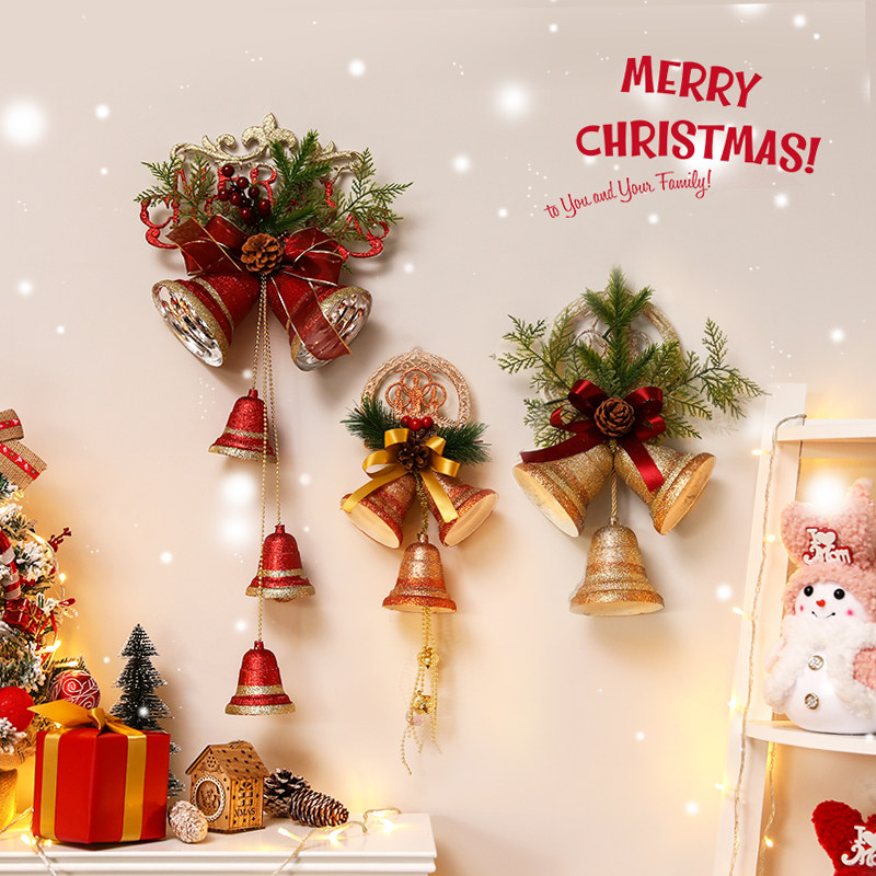 Christmas Decorations Floral Ring Bell Household Scene Arrangement Supplies Christmas Tree Circle Creative Door Hanging Accessories Wall Pendant-Taobao