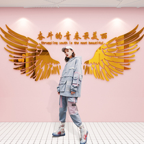 Milk tea shop wall decoration Net Red Wings background wall sticker painting creative clothing shop studio punch Wall