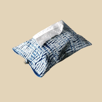 Handmade tie-dyed double-layer paper bag grass and blue dyed tissue paper cover desktop decoration fabric ornament tissue box