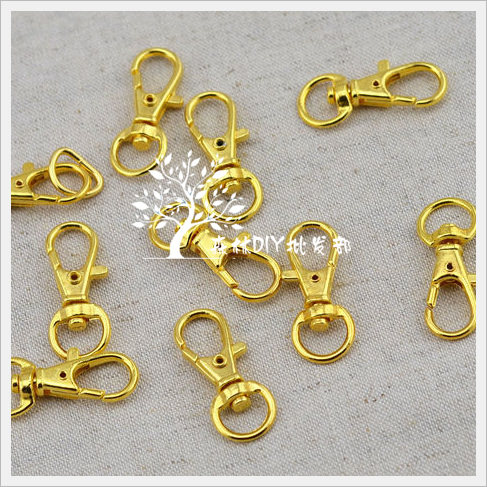 (Forest Sales) Tail inner diameter 10mm golden dog buckle key chain lobster buckle 50 bags 140g