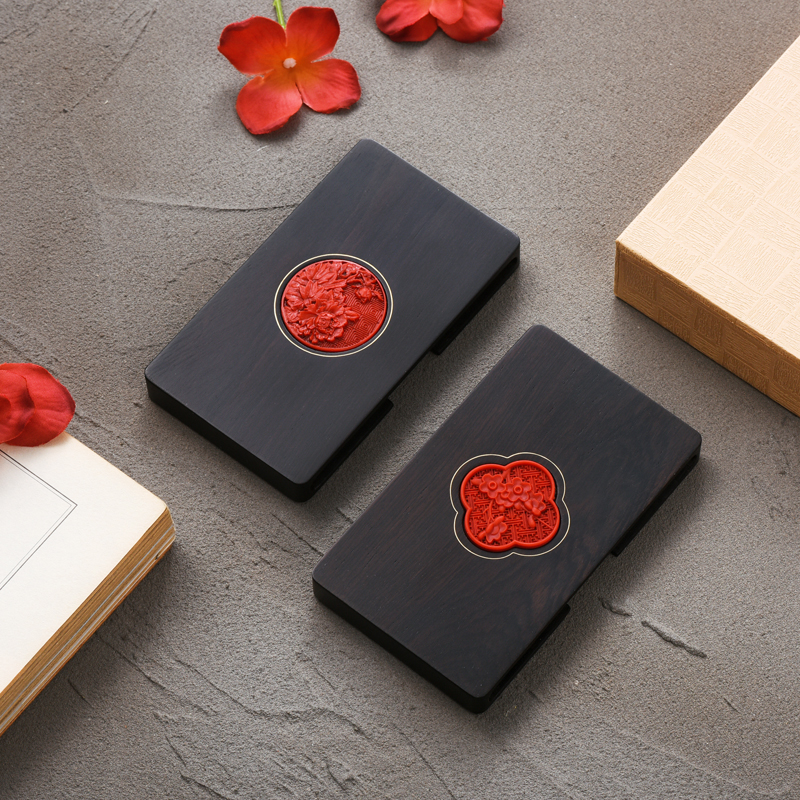 Chinese style mahogany quality business card holder Exquisite creative ebony wood Beijing lacquer business card box high-grade practical gift for men and women company souvenirs Business gifts custom logo lettering