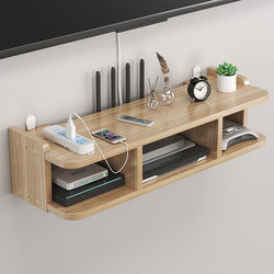 New Wifi Wall-Mounted Tv Set-Top Box Storage Rack Router Box Storage Box Wooden Wall-Mounted Shelf