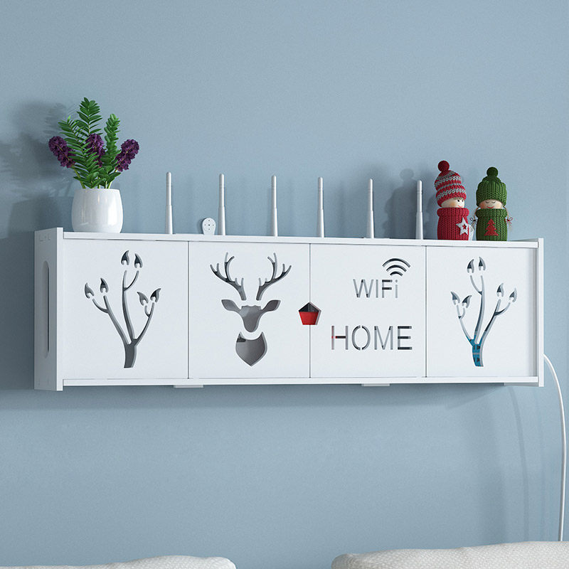 Wireless wifi wall TV set-top box Router shelf Punch-free storage box Wall decoration Wall-mounted