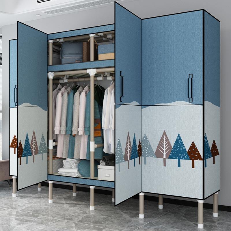 All-steel frame open-door simple cloth cabinet Steel pipe thickened reinforced thickened household cloth strong and durable hanging wardrobe
