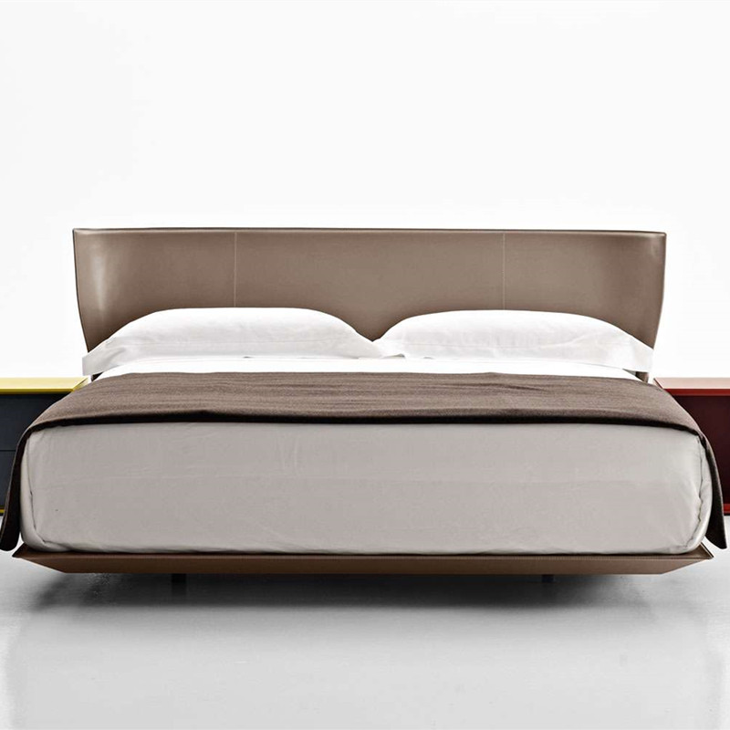 Italian minimal skin bed Nordic small household master linen bed modern simple 1 51 8 m double bed light luxury bed