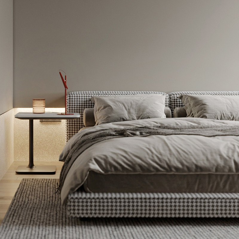 Italian ultra-simple cloth bed Japanese-style bedroom master bedroom designer can customize thousand bird pack bed