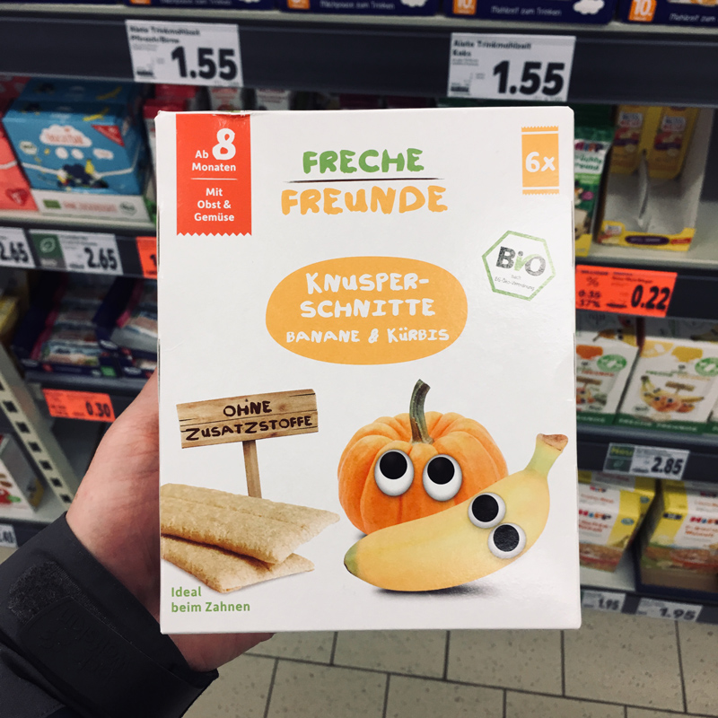 Biscuits German direct mail ERDBAR Organic Corn Pumpkin Banana Banana Crick Mi Children Snacks No Added 8 Months