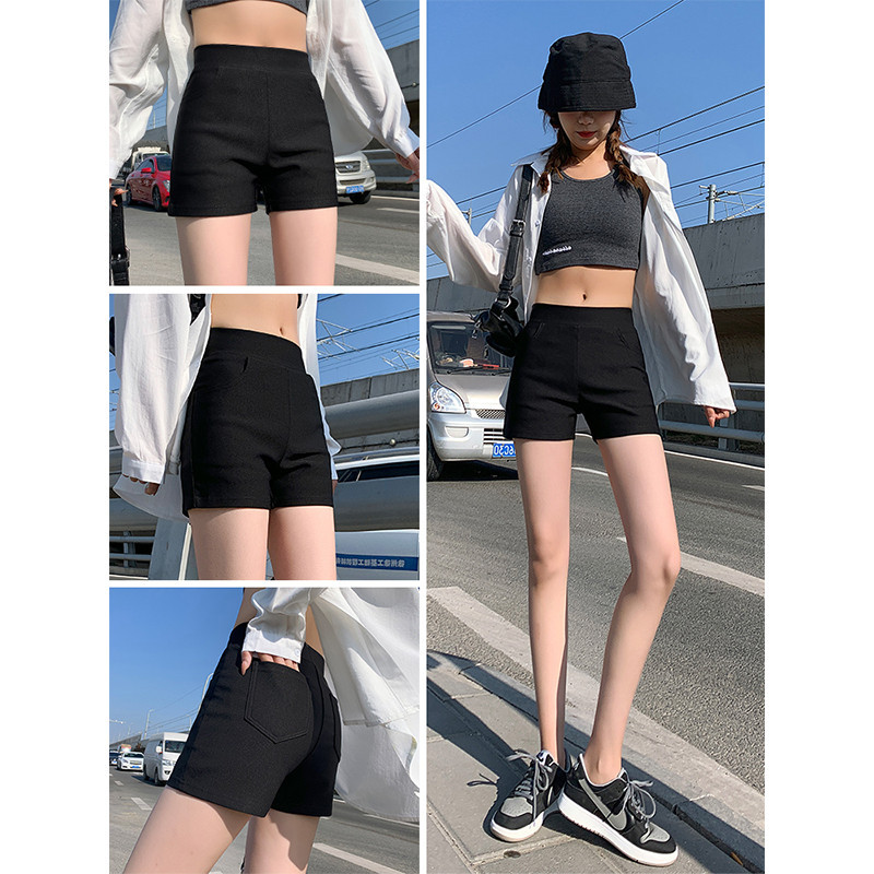 High-Waisted Tight-Fitting Hot Pants for Spring and Summer, Popular Online, with a Long T-Shirt to Match, Disappearing Pants, Base Shorts, Outerwear