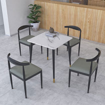 Marble dining table Household small apartment modern simple dining table Balcony square small square table Nordic dining table and chair