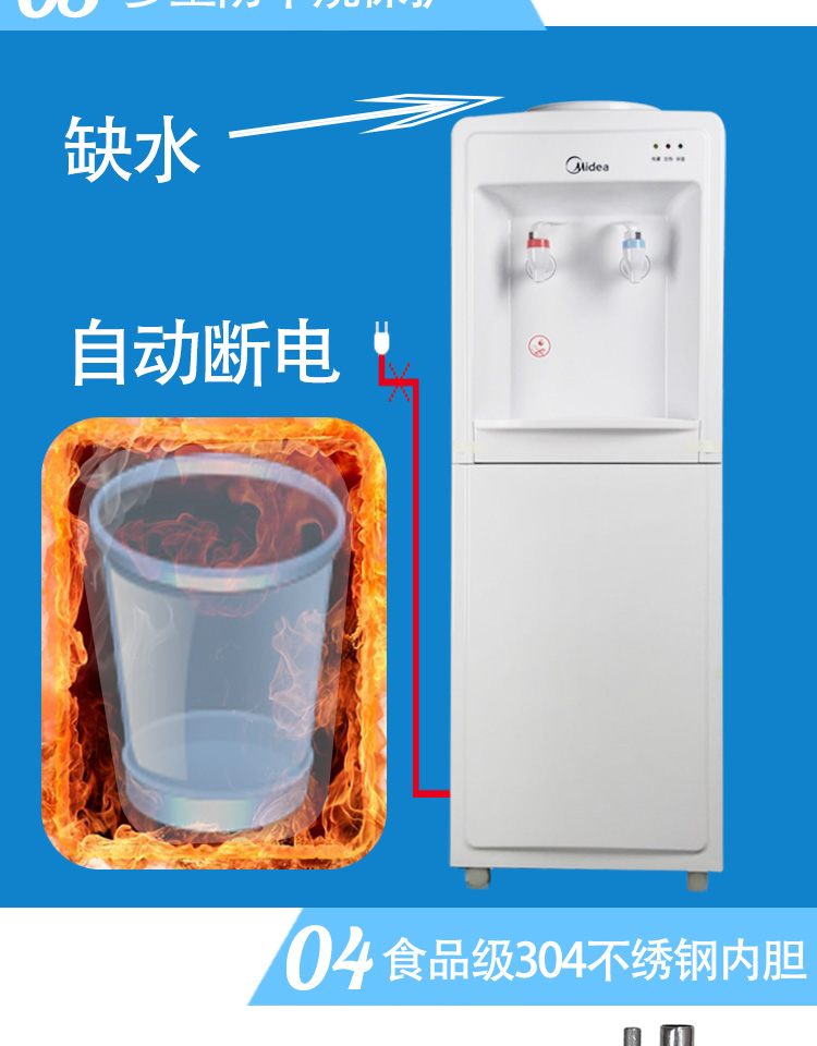 Máy lọc nước trung bình / làm đẹp theo chiều dọc hộ gia đình tiết kiệm năng lượng MYR / MYD718S-X / MYR828S-W - Nước quả máy lọc nước nóng lạnh công nghiệp
