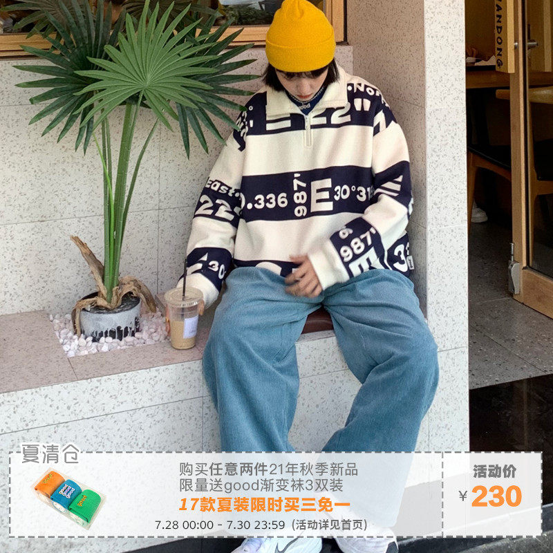 Wonderful store meihaostore striped thin velvet sweater men latitude and longitude coordinates printed retro lapel jacket