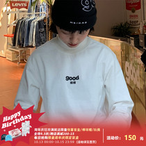 good shop meihaostore black and white high collar base shirt good print cotton long sleeve T-shirt men