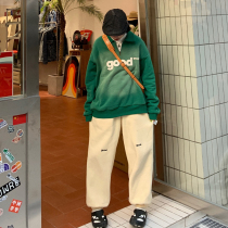 Good store meihaostore plus velvet thickening Wei pants mens good embroidery casual trousers bloomers couple