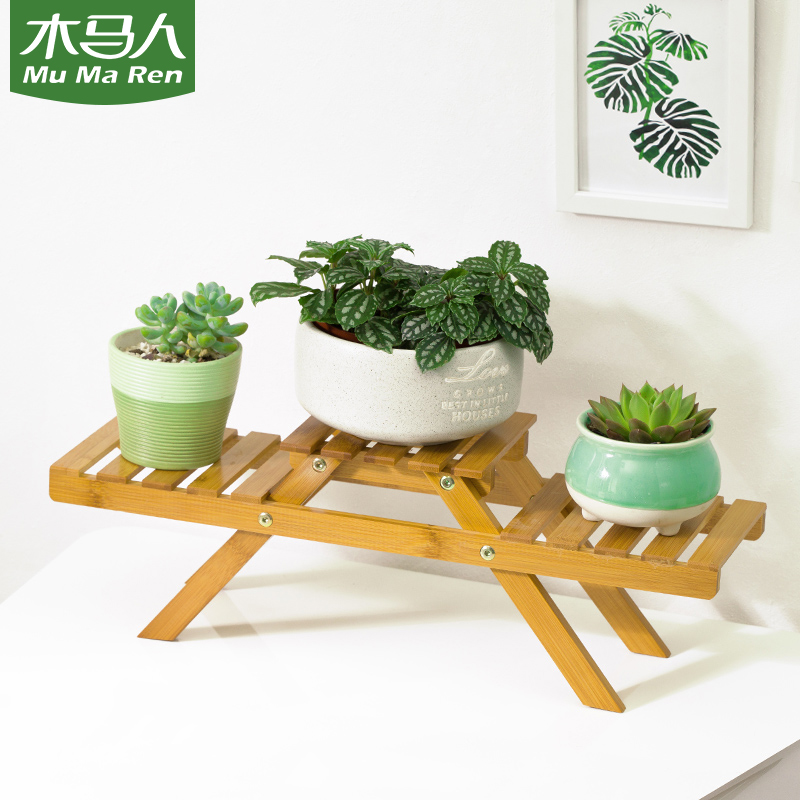 Carousel flower shelf solid wood ground floor living room multilayer folding flower shelf balcony multi-meat flower pot rack