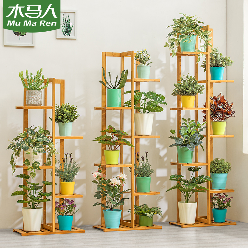 Carjans flower shelf multilayer indoor balcony gold Ge basin solid wood living room with ground multi-meat rack provincial space