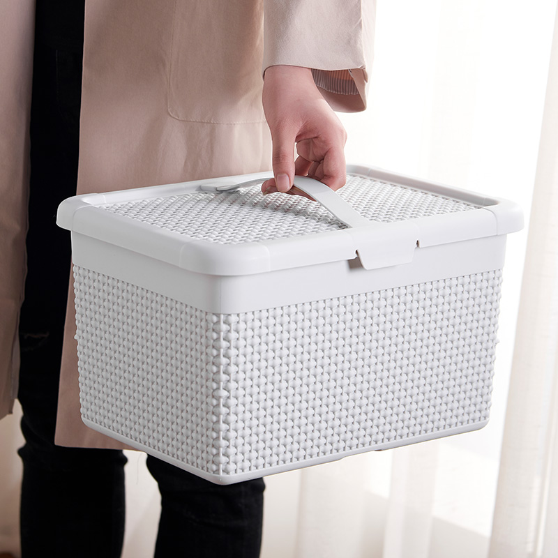 Thickened portable storage box plastic storage box sundries snack finishing portable car storage basket sealed with lid