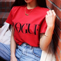 2018 casual T-shirt summer ladies T Shirt Red women summer ladies casual Tops