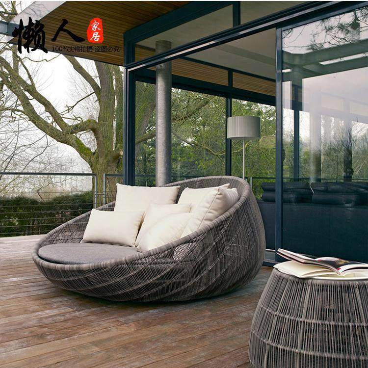 Outdoor Furnishings Villa Garden Nordic Round Lying Bed Balcony Deck Chair Casual Composition Single Sloth Man Rattan Sofa-Taobao