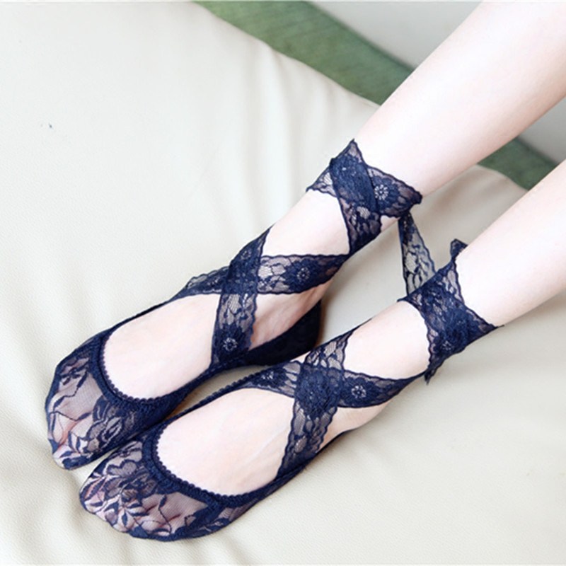 Japanese sexy lace tied with boat socks female summer shallow mouth anti-slip stealth socks palm short single shoe heel socks