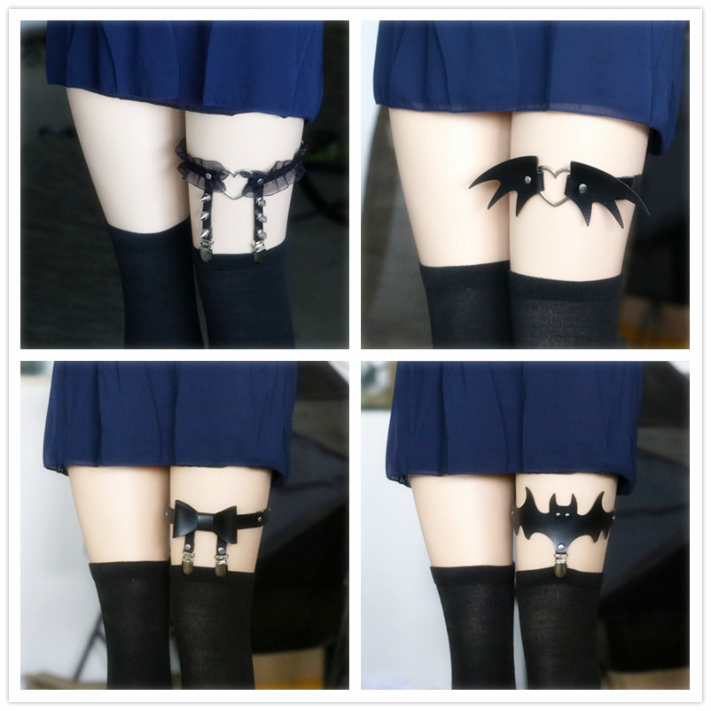 Hard sister PU Sexy leg ring day cos dark punk agent jk anti-slip calf socks hanging leg belt