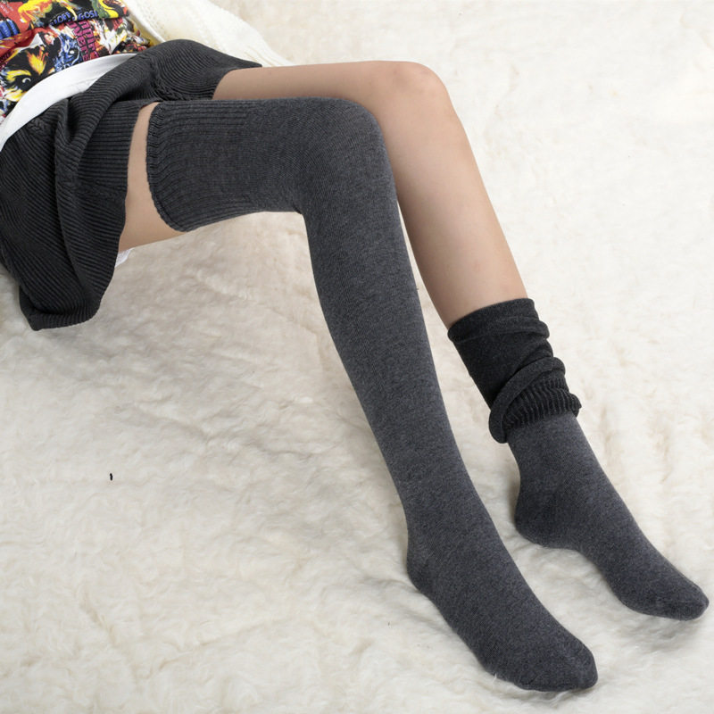 Over-knee long socks women spring autumn and winter warm wool high stockings set women warm protective legs to lengthen student stockings