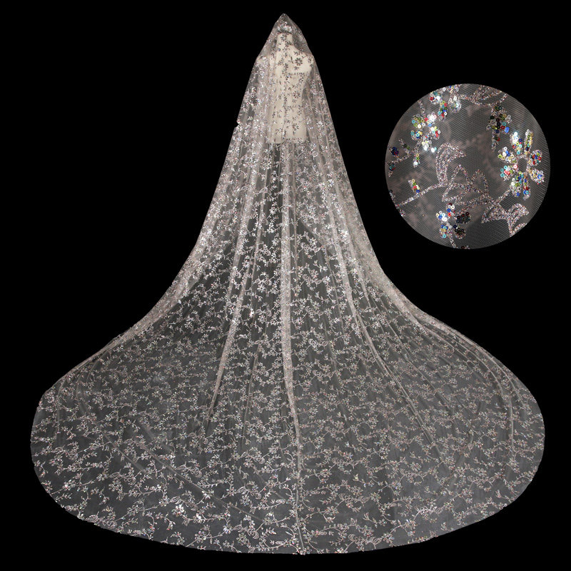 Shivering with the same head yarn new starry sky shiny growing trailing wedding gown wedding dress bride wedding accessories custom-made