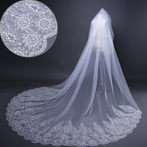 Head yarn New bridal Wedding Dress White Lace Inlaid Drilling long Trailing Fancy Wedding Dress Accessories Bridal head yarn