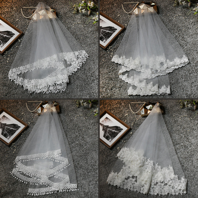 Bridal Wedding Dresses Head Yarn New Big Head Yarn Real Pat Hand Han Style Super Long White Head Yarn Princess Dresses