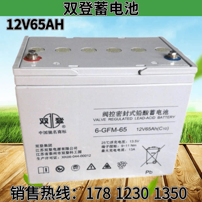 Shuangdeng battery 12V65AH lead-acid maintenance-free 6-GFM-65 ship base station UPS DC screen EPS communication