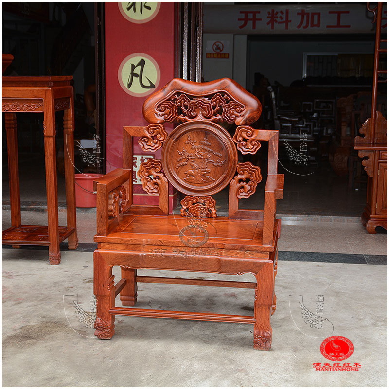 Đồ gỗ gụ Miến gỗ hồng mộc Miến Điện Zhongtang bộ sáu mảnh Vỏ gỗ đỏ 3 mét cho bàn Khắc ghế Taishi - Bàn / Bàn bàn ăn gỗ