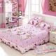 Bộ đồ giường 100% cotton dày ba hoặc bốn bộ Váy cotton trải giường bông đặt bộ phim hoạt hình trẻ em học sinh 1,8 mét