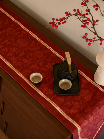 New Year Wedding Table Runner 2026 New Luxury High-End Spring Festival Tablecloth Long Red Bed Runner Chinese Coffee Table Mat