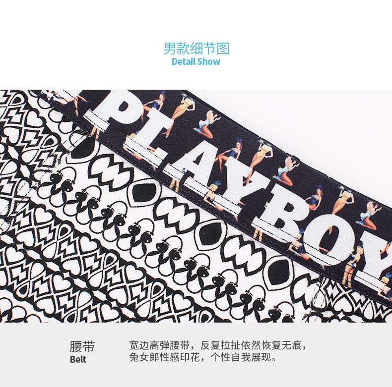 Quần lót nam Playboy Quần boxer Cotton Quần nữ thoáng khí Tóm tắt Cặp đôi gợi cảm Đồ lót Thời trang In đồ lót hàng hiệu