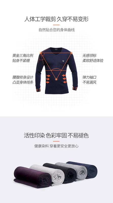 Playboy nam cotton mùa thu quần áo V phần cổ mỏng chạm đáy áo sơ mi cotton áo sơ mi nhiệt đồ lót nam đơn