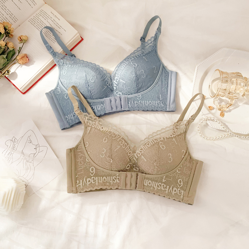 Lingerie Woman No Steel Ring Small Chest Coaling Adjusted Type Sexy Lace Girl Bra No Marks Red Bra Hood Suit