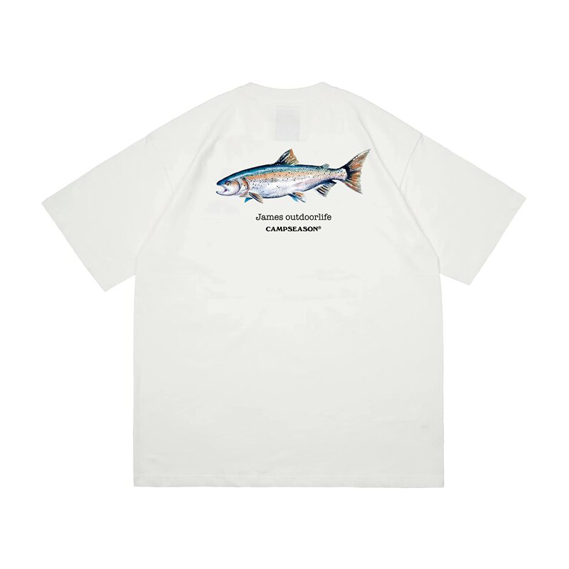 Campseason Co-Branded with James Outdoorlife Fishing Outdoor Hand-Painted Salmon Short-Sleeved T-Shirt