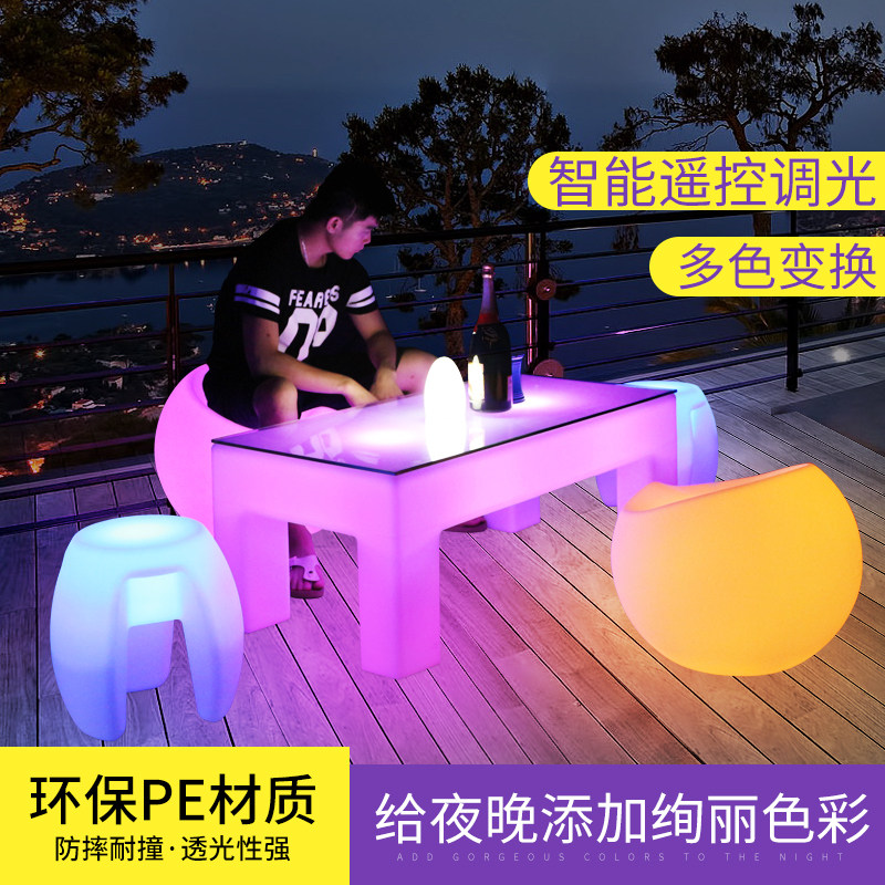 Outdoor clear bar Bar long table furniture cassette ktv clubhouse tempered glass LED tea table luminous table table 