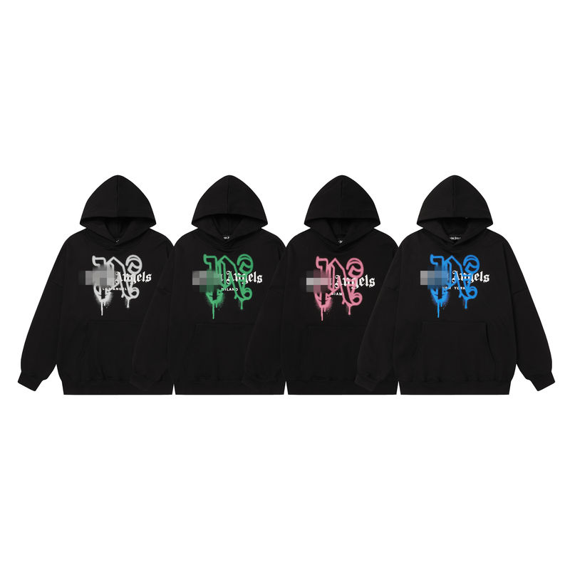 American-Style Palm Angels Pa Melted Letter Print High Street Loose Casual Terry Hooded Unisex Sweatshirt American-Style Palm Angels Pa Melted Letter Print High Street Loose Casual Terry Hooded Unisex Sweatshirt