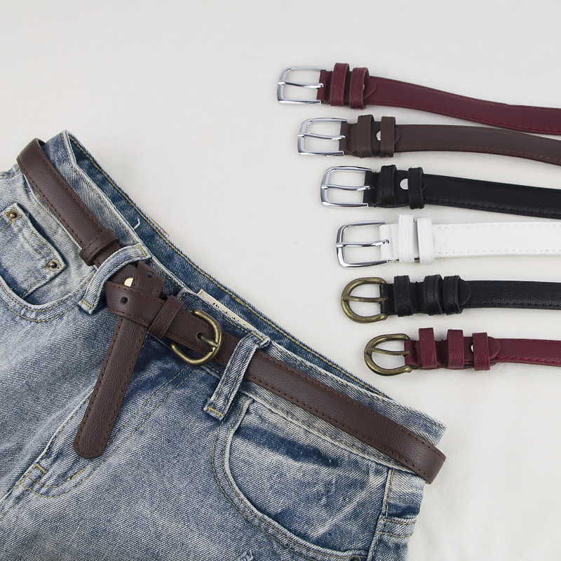 Durable student net red ins wind belt female jeans simple retro wild brown black Korean thin belt