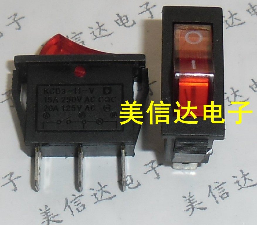 KCD3-11-Y electric frying pan electric boiler switch (copper foot) anti-oxidation live light switch good quality copper contact point