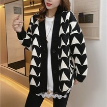 sandro asw board pane V collar knitting sweater coat woman 2022 new Korean sweet knitting shirt