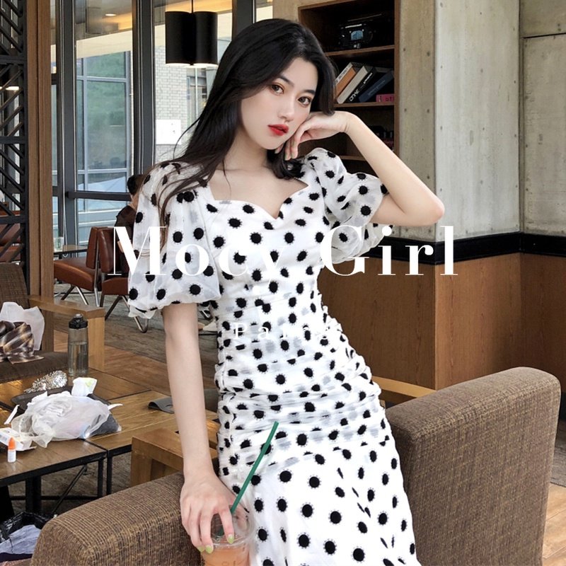 Sandro asw wave point chiffon dress female 2021 summer new French temperament small first love fairy dress